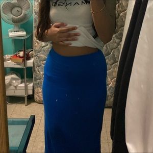 navy blue maxi bodycon skirt